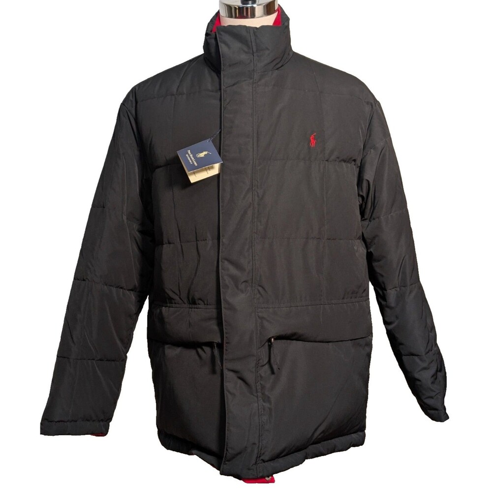 Polo Ralph Lauren Men's Reversible Down Puffer Jacket Black Red NWT Vintage Y2K